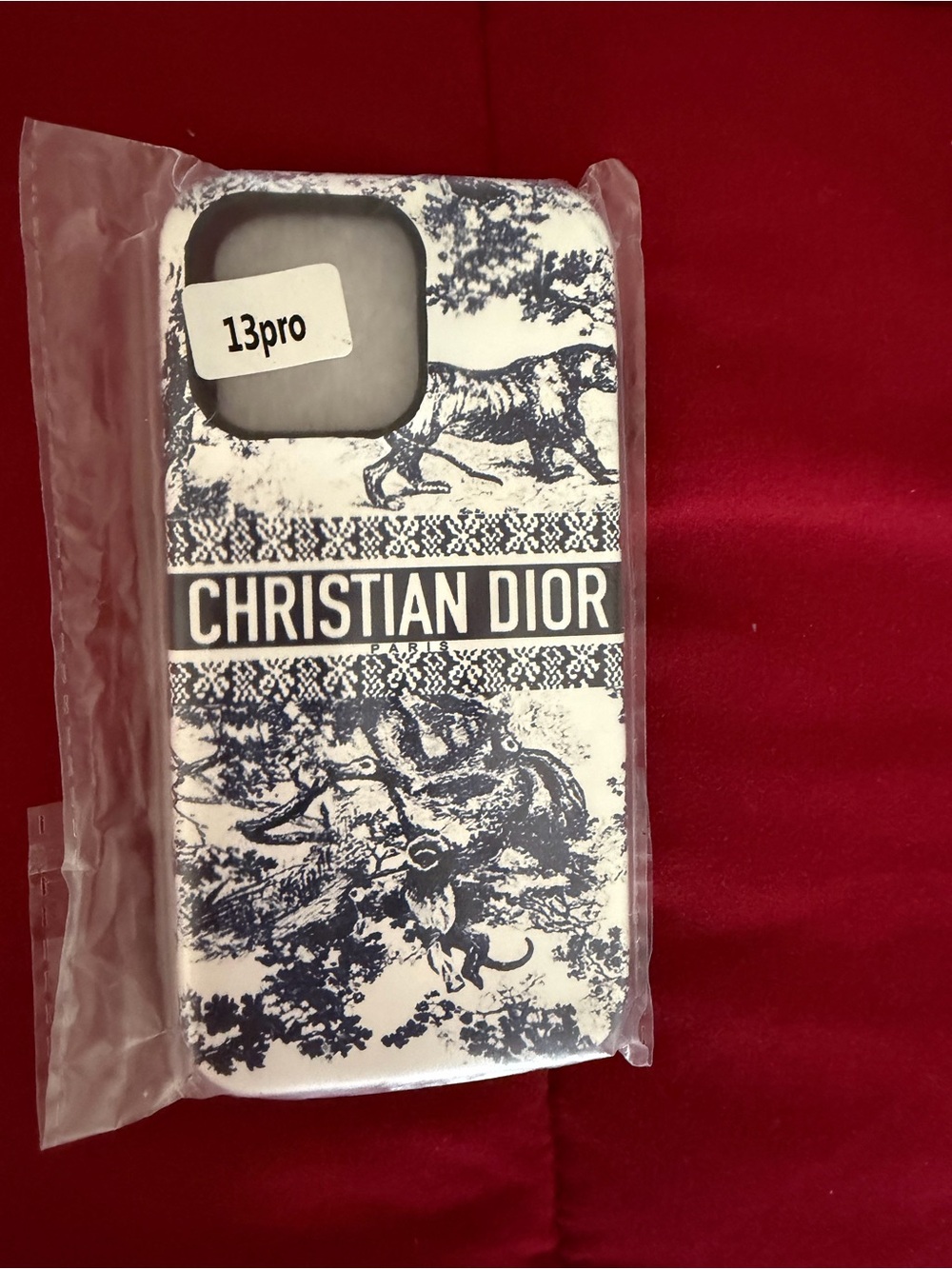 Dior White and Navy Christian Dior Toile iPhone 13 Pro Max Phone case
